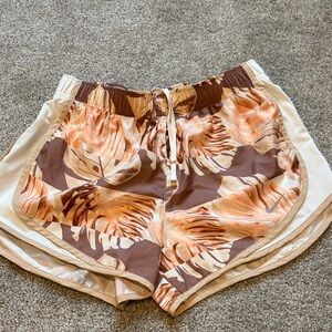 Nike Women's Peach and Brown Tropical Athletic Shorts